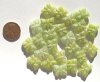 25 12mm Milky Green with Gold Butterfly Beads